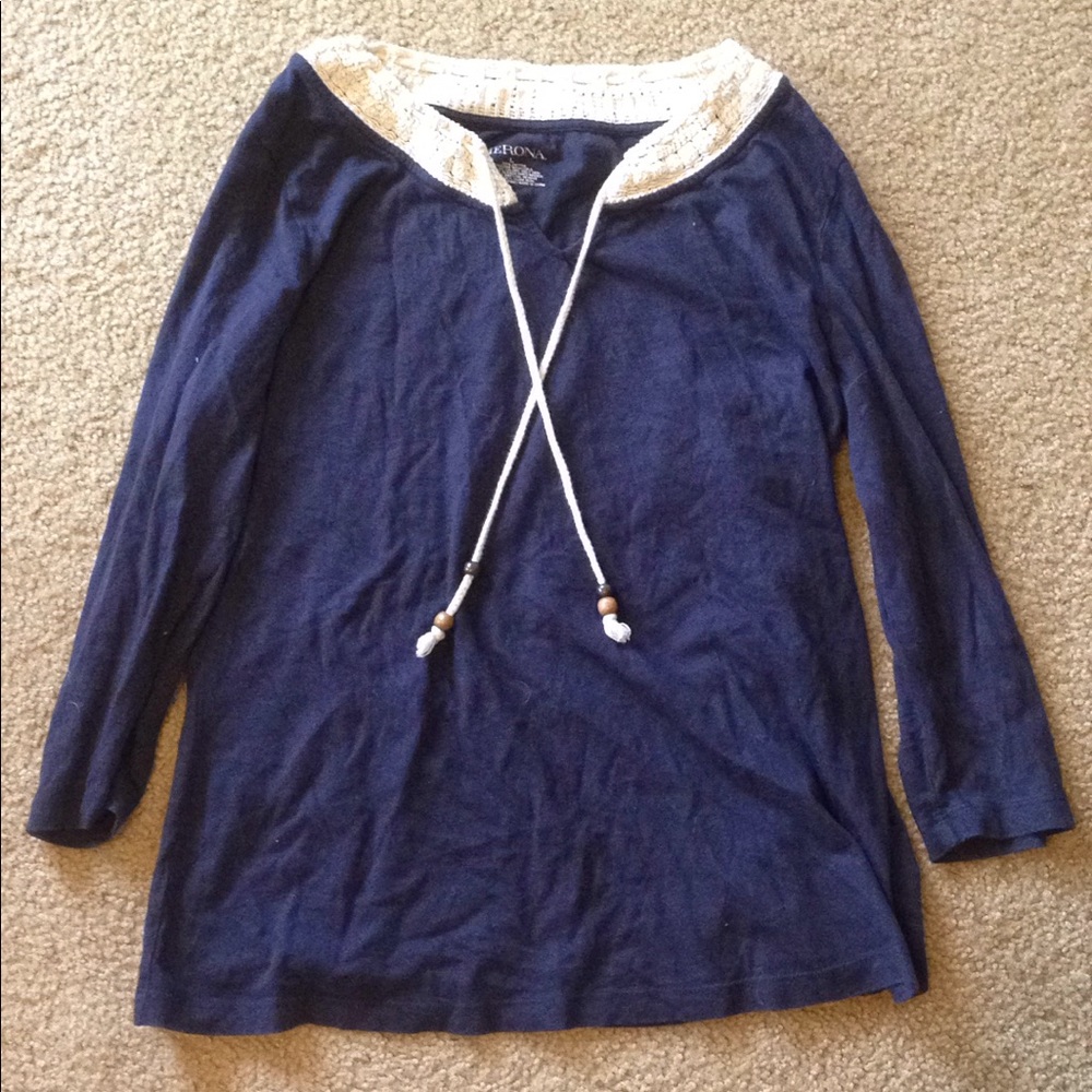 Merona top with crochet neckline